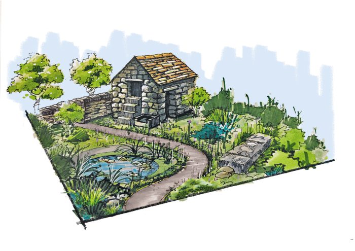Illustration of the Horticulture students' garden.