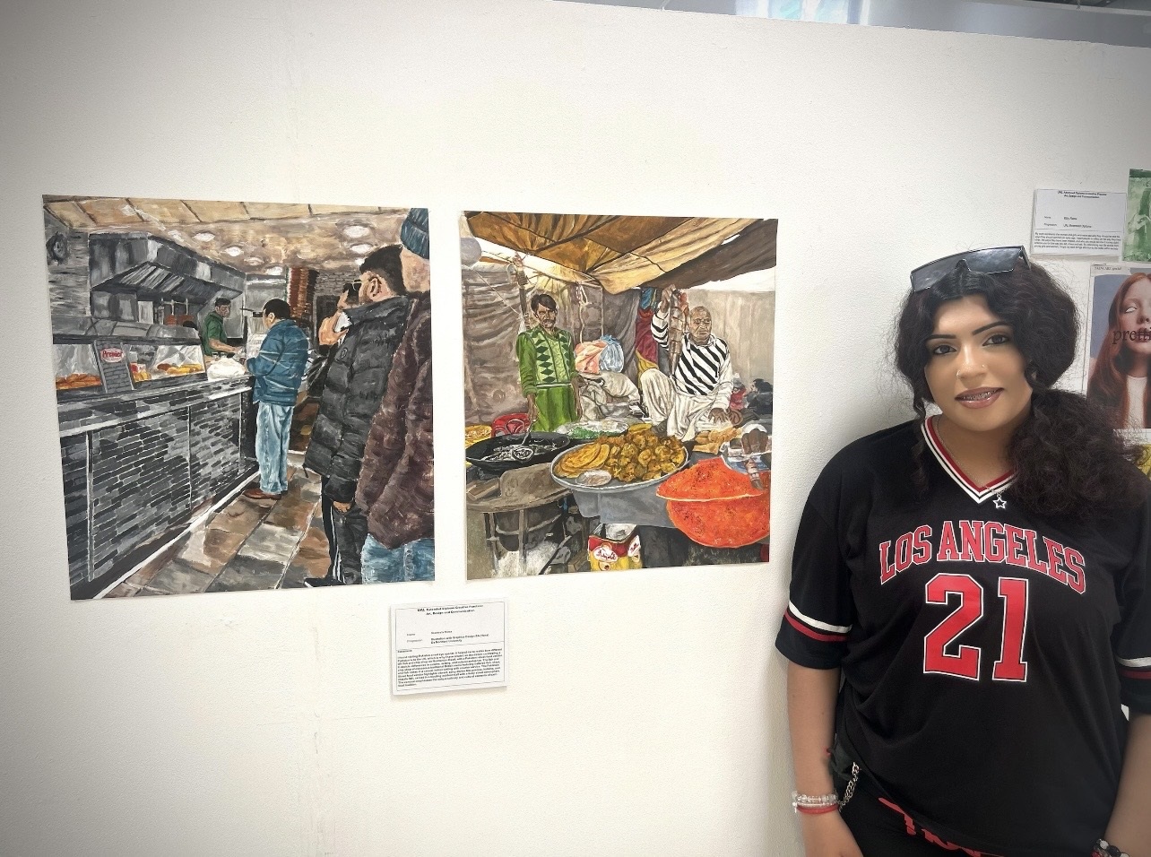 Young student Shameela Mirza stood by her artwork.