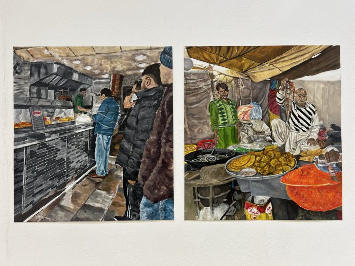 Shameela's work, portraits of people ordering street food.