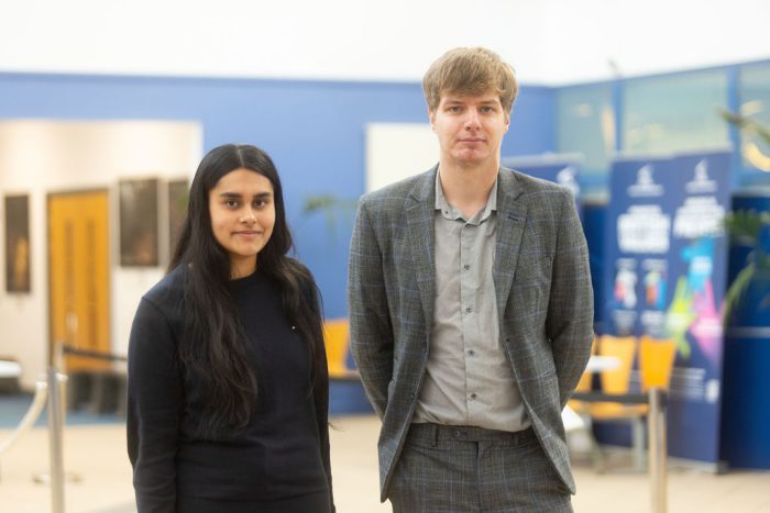 T Level Professional Construction student Priya Sangha and Carl York, Corporate Social Responsibility Coordinator for Kier Construction